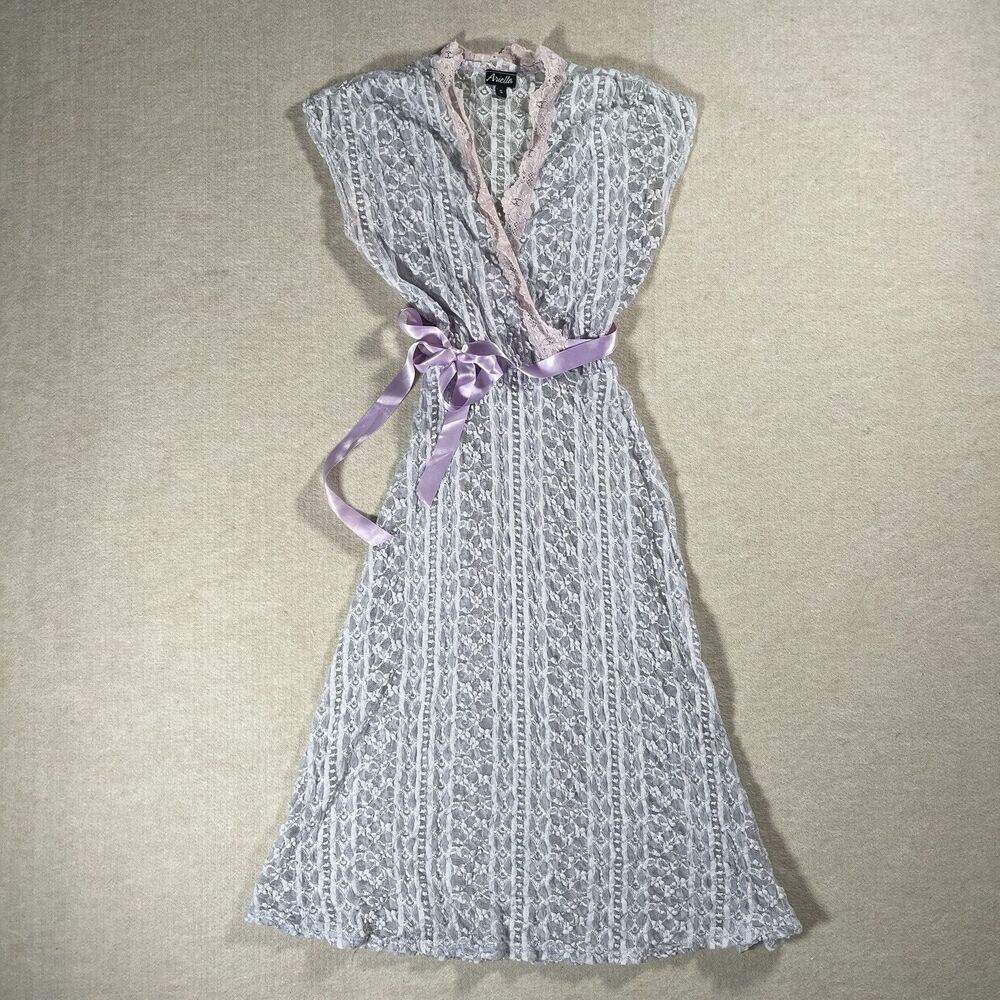Ariella Women’s Light Purple Lace Dress With Purple Ribbon At Waist Size Small